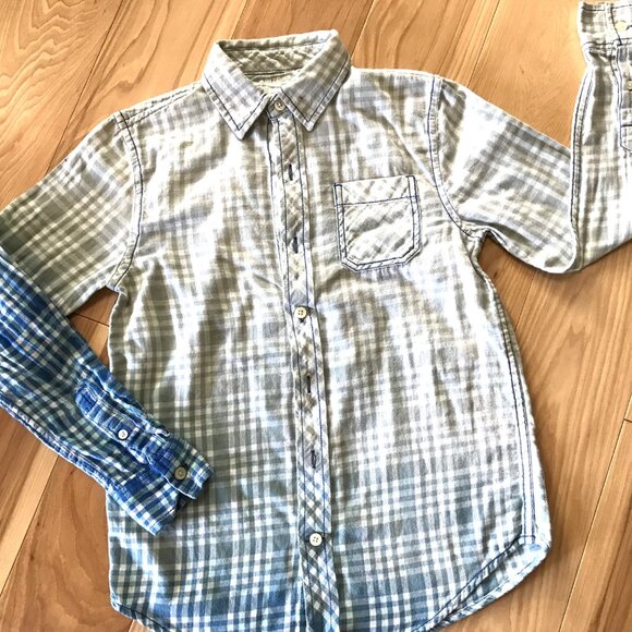 Bleached Flannel Shirt, Size M (Junior): Upcycled Hand Painted Elephant Top - Picture 7 of 10